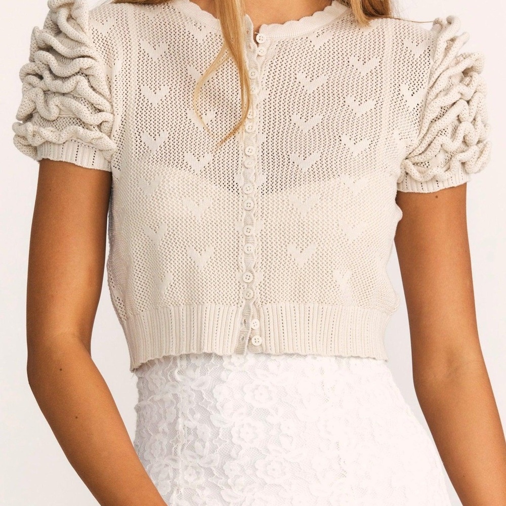 Love Shack Fancy Preilla Crop Cardigan size XS cream